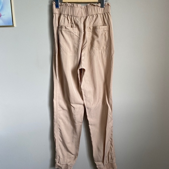 Garage 100% Tencel Light Tan Elastic High Waist Paper Bag Jogger Pants XS - Picture 6 of 14